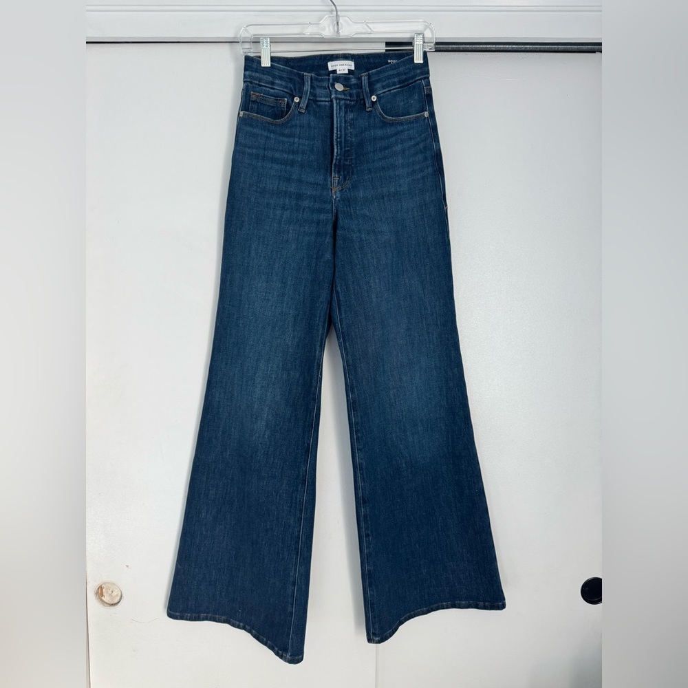 Good American Soft Tech Good Waist Palazzo Jeans - indigo 977